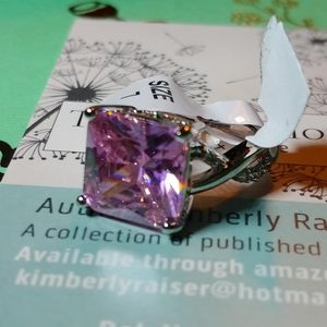 Pink Sapphire crystal 12mm gemstone ring